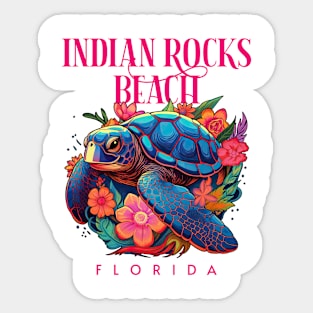 Indian Rocks Beach Florida Floral Beach Turtle Souvenir Sticker